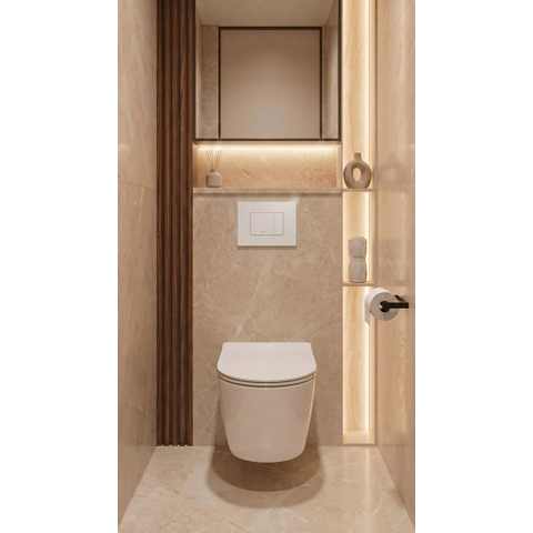 QeramiQ Dely Pack WC - réservoir encastré Grohe - plaque de déclenchement chrome - WC - abattant - blanc brillant SW1209512