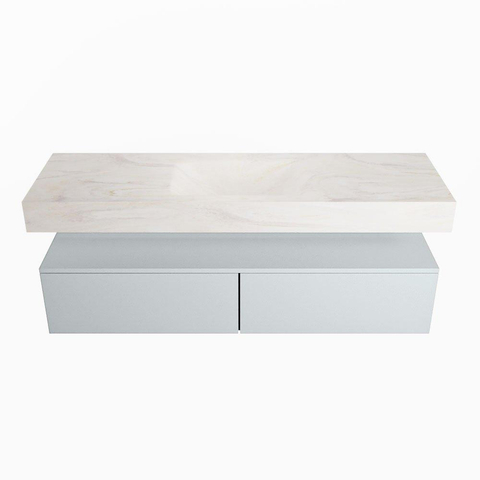 Mondiaz ALAN-DLUX Ensemble de meuble - 150cm - meuble Clay mat - 2 tiroirs - Lavabo Cloud Ostra suspendu - vasque Centre - 1 trou de robinet SW807661