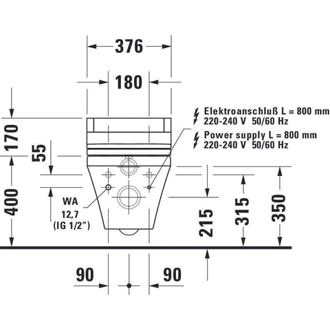 Duravit Durastyle WC suspendu à fond creux sans bride pour abattant SensoWash 37x62cm blanc SW54204