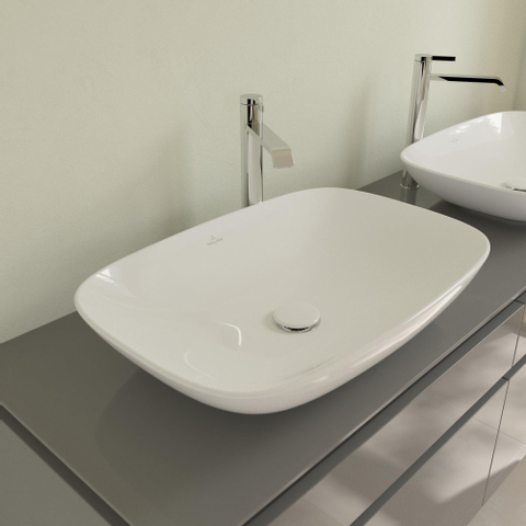 Villeroy & Boch Loop & Friends opzetwastafel - 62x42cm - zonder kraangat - zonder overloop CeramicPlus - White Alpine (glans wit) SW644144