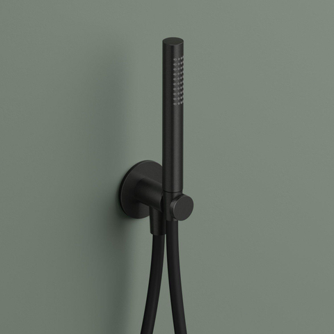 Hotbath Ace Handdoucheset - staafhanddouche - wandsteun - met uitlaat - 150cm - doucheslang - Mat Zwar - PVD - zwart geborsteld SW1119265