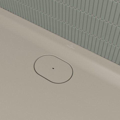 Villeroy & Boch Ecora douchebak - 180x100x3.5cm - afvoer lange zijde - almond (beige) SW1558899
