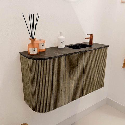 Mondiaz JOYA-DLUX 71.6cm toiletmeubel - ronding links kleur Dusk - Wastafel FAYE positie Rechts 1 kraangat kleur Lava. SW1423239