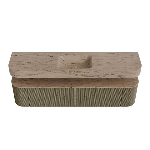 MONDIAZ THOR-DLUX Meuble de salle de bains 190cm arrondi gauche + droite couleur Shadow avec 2 tiroirs et 2 portes. Vasque suspendue CLOUD Milieu 1 trou de robinet couleur Arena. SW1466615