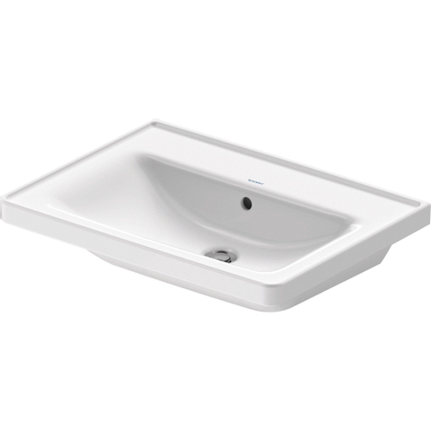 Duravit D-neo Wastafel - met waskom midden - zonder kraangat - met overloop - 65x48cm - met wondergliss - wit SW640401