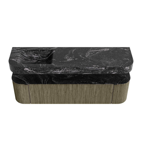 MONDIAZ THOR-DLUX Meuble de salle de bains 170cm arrondi gauche + droite couleur Shadow avec 1 tiroir et 2 portes. Vasque suspendue CLOUD Gauche 1 trou de robinet couleur Lava. SW1465522