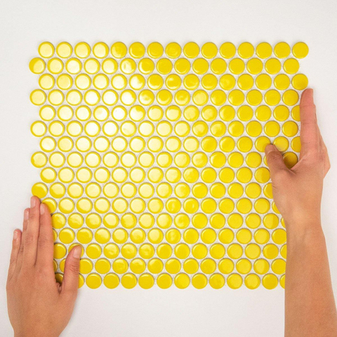 La Mosaic Factory Venice carreau mosaïque - 31,5x29,4cm - carrelage mural - Rond - Porcelaine Jaune brillant SW62304