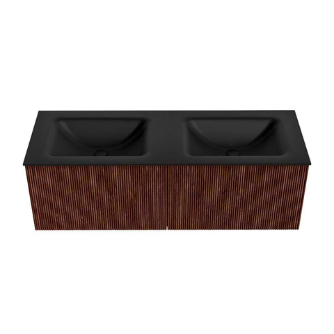 Mondiaz KURVE Badkamermeubelset - 130x46x40cm - 2 lade - wastafel solid surface - dubbel - zonder kraangat - Ruby SW1415367