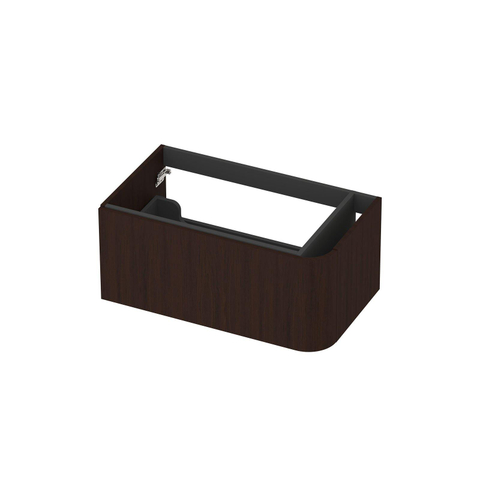 INK Concept R Meuble sous-lavabo - 80x45x35cm - 1 tiroir - poignées rapportées - angle arrondi à droite - MDF - dark veneer SW1405719