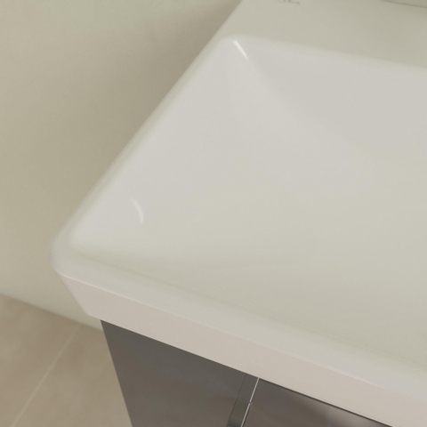 Villeroy & Boch Avento wastafel - compact - 55x37cm - met kraangat - met overloop ceramic plus - White Alpine (glans wit) SW59858