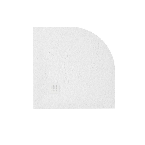 ZEZA Grade receveur de douche - 70x70cm - antidérapant - antibactérien - marbre minéral - quart rond - blanc mat SW1174839