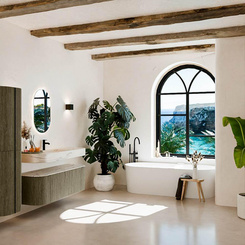 MONDIAZ THOR-DLUX 140cm meuble de salle de bains arrondi gauche + droite couleur Shadow avec 1 tiroir et 2 portes. Vasque suspendue CLOUD Milieu 1 trou de robinet couleur Nata. SW1464250