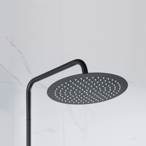 Adema Sparkle 2.0 ensemble de douche pluie – thermostatique – douche de tête Ø 30 cm – douchette 3 jets – barre de douche 110 cm – noir mat SW773199