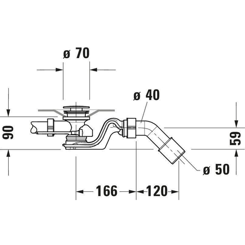 Duravit Quadroval badafvoer en overloopcombinatie - met waste - hoogglans chroom 0313535