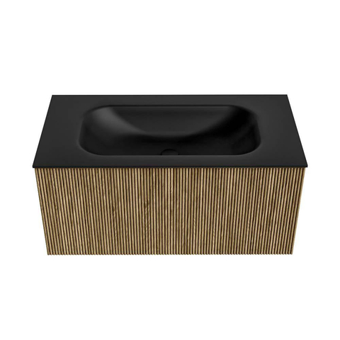 Mondiaz KURVE Badkamermeubelset - 90x46x40cm - 1 lade - wastafel solid surface - midden - zonder kraangat - Dusk SW1415104