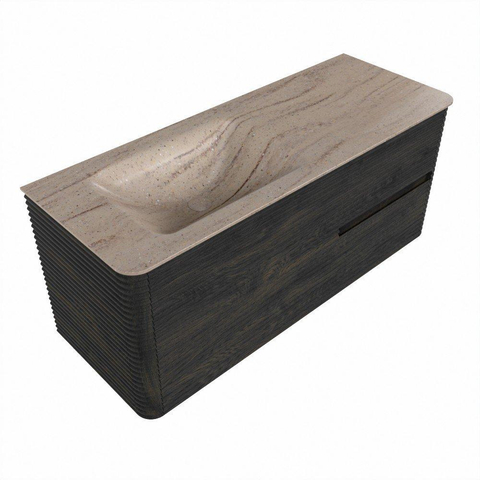 Mondiaz CIRO-DLUX Ensemble de meubles de salle de bains - 120x45x50cm - lavabo Solid Surface Saba - 1 vasque à gauche - sans trous de robinet - 2 tiroirs - Shadow SW1532699