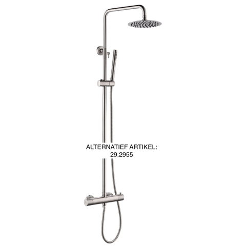 Wiesbaden 304 thermostatische regendoucheset – opbouw – Ø25 cm hoofddouche – 2-standen handdouche – geborsteld RVS SW95534