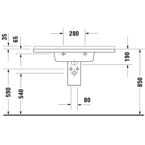 Duravit Starck 3 Wastafel - 105x48.5cm - 1 kraangat overloop - wit 0314048
