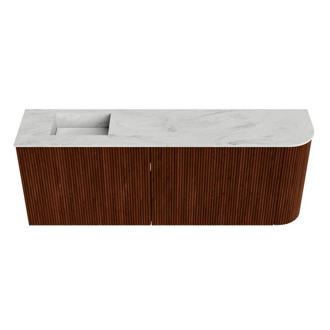 Mondiaz JOYA-DLUX 111.6cm toiletmeubel - ronding rechts kleur Ruby - Wastafel FAYE positie Links 1 kraangat kleur Opalo. SW1423752