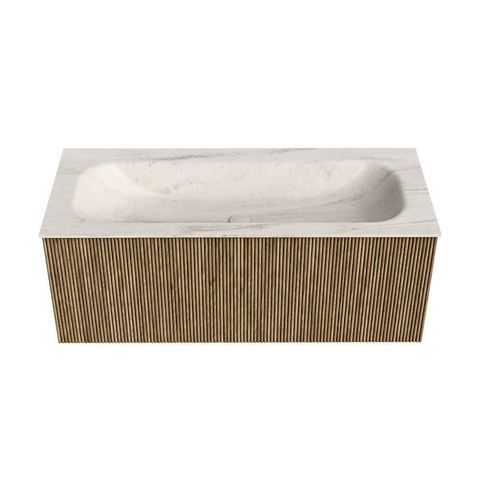 MONDIAZ KURVE-DLUX Meuble de salle de bains 110cm couleur Dusk avec 1 tiroir et 0 porte. Vasque BIG MEDIUM Milieu sans trou de robinet Meli. SW1431910