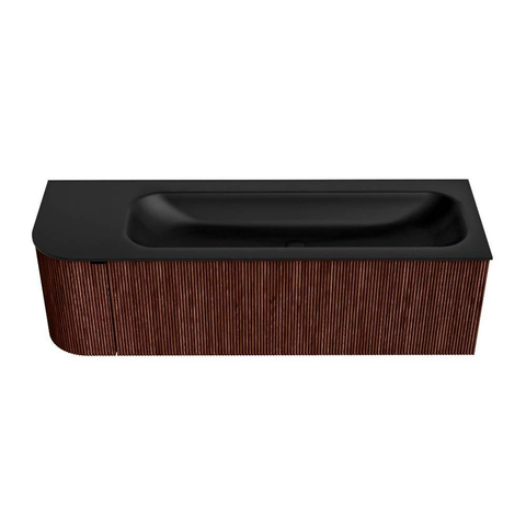 Mondiaz KURVE Badkamermeubelset - 145x46x40cm - 1 lade - 1 deur - wastafel solid surface - rechts - 1 kraangat - Ruby SW1415349