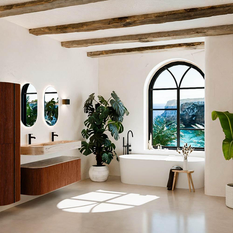 MONDIAZ THOR-DLUX 140cm meuble de salle de bains arrondi gauche + droite couleur Ruby avec 1 tiroir et 2 portes. Vasque suspendue CLOUD Double 2 trous de robinet couleur Arena. SW1464414