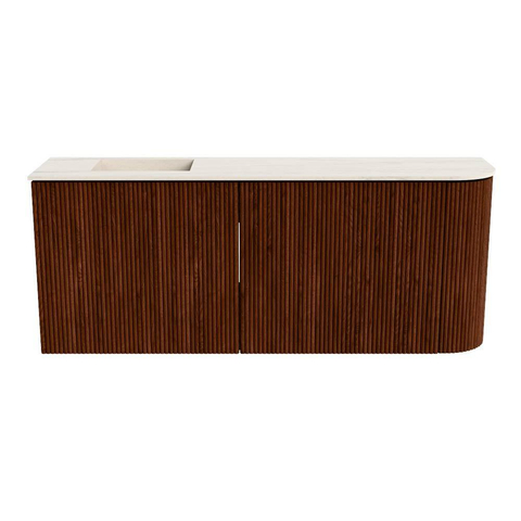 Mondiaz JOYA-DLUX 101.6cm toiletmeubel - ronding rechts kleur Ruby - Wastafel FAYE positie Links Zonder kraangat kleur Meli. SW1425395