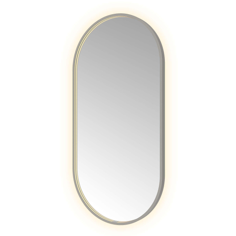 Hotbath &MORE Spiegel Oval - 60x120cm - direct en indirect LED - spiegelverwarming - dimbaar - met afstandsbediening - PVD - geborsteld gunmetal antraciet SW1245617