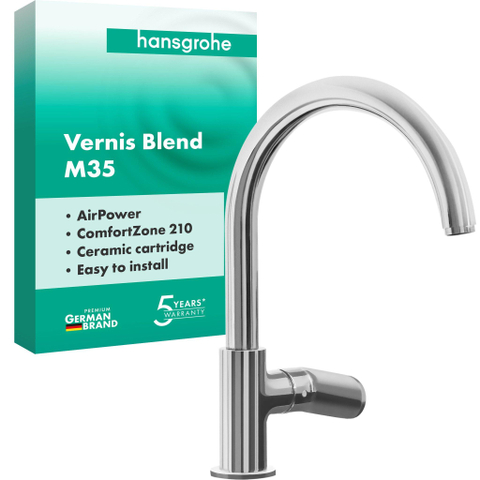 Hansgrohe Vernis blend m35 Eengreeps keukenmengkraan - 210 - 1jet - met draaibare uitloop - hoogglans chroom SW651607