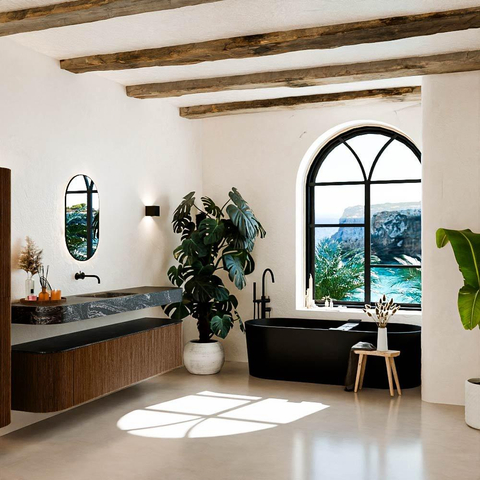 MONDIAZ THOR-DLUX 200cm badmeubel ronding links + rechts kleur Walnut met 2 lades en 2 deuren. Vrijhangende wastafel CLOUD Midden zonder kraangat kleur Lava. SW1466987