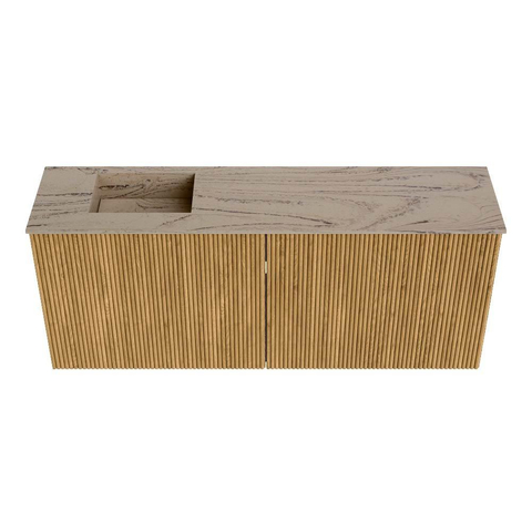 Mondiaz JOYA-DLUX 100cm toiletmeubel - kleur Oak - Wastafel FAYE positie Links Zonder kraangat kleur Arena. SW1423858