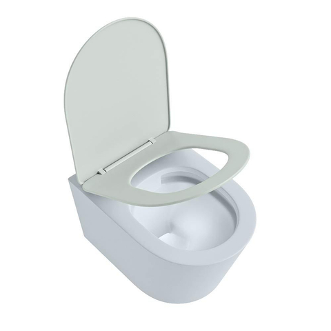 Mondiaz LAVIE WC suspendu – sans bride – 36 x 53 cm – avec abattant softclose – Clay (bleu clair/gris), abattant Greey (vert clair/gris) SW1208671
