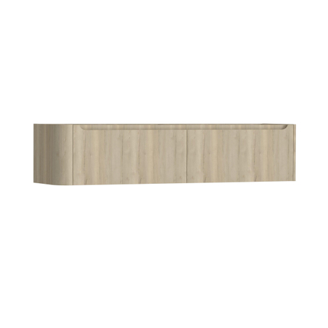 H&R Badmeubelen Juice Meuble sous vasque - 180x45x40cm - angle gauche arrondi - 2 tiroirs - poignée intégrée - French oak SW1110678