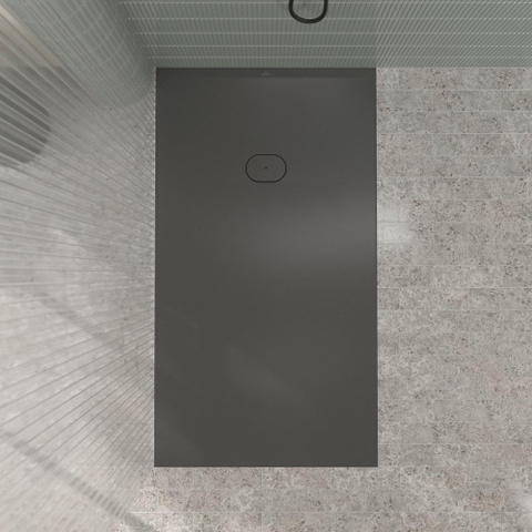 Villeroy & Boch Ecora douchebak - 180x100x4.5cm - afvoer korte zijde - anthracite (antraciet) SW1558937