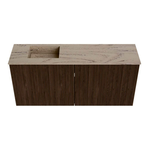 Mondiaz JOYA-DLUX 90cm toiletmeubel - kleur Walnut - Wastafel FAYE positie Links 1 kraangat kleur Arena. SW1424325