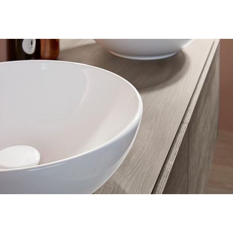 Villeroy & Boch Loop & Friends opzetwastafel - 38x38cm - zonder kraangat - met overloop CeramicPlus - White Alpine (glans wit) SW644143