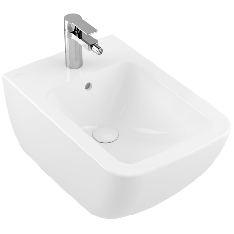 Villeroy & Boch venticello wandbidet - met 1 kraangat - 37.5x56cm - met overloop - White Alpine (glans wit) 1025162