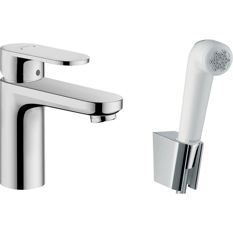 Hansgrohe Vernis Blend 1 greeps wastafelkraan - 100 met handdouche en doucheslang - 160cm - hoogglans chroom SW651718
