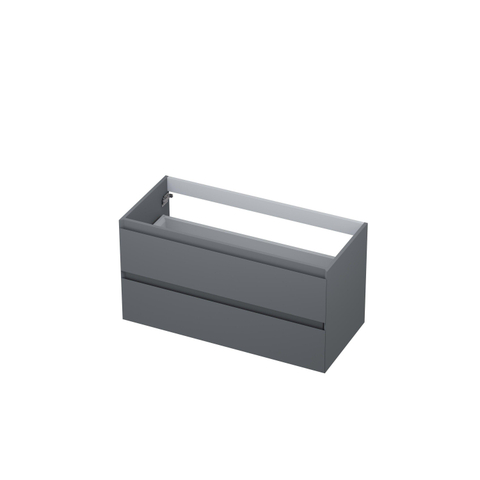 INK Wastafelonderkast - 100x45x52cm - 2 lades - greeploos - MDF lak - Mat grijs SW21249