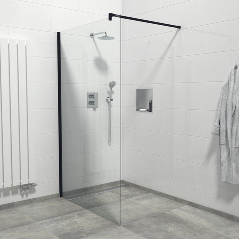 Saniclass Bellini Paroi de douche italienne 80x200cm Verre de sécurité 8mm anticalcaire Noir mat SW491659