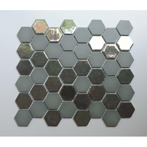The Mosaic Factory Valencia mozaïektegel - 28x33cm - 5mm - hexagon - mat en glans khaki (groen) SW374591