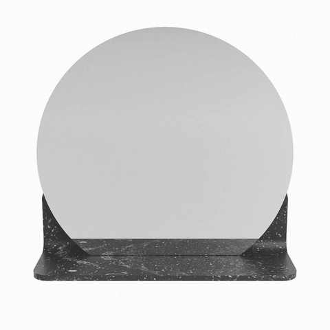 Mondiaz SPOT spiegel – Ø40 cm – met planchet – Lava (zwart marmer) SW1235642