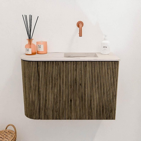 Mondiaz JOYA-DLUX 61.6cm toiletmeubel - ronding links kleur Dusk - Wastafel FAYE positie Rechts Zonder kraangat kleur Nata. SW1425920