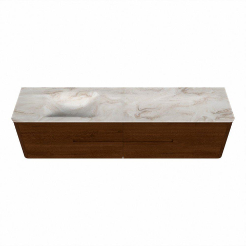 Mondiaz CIRO-DLUX Badkamermeubelset - 190x45x50cm - Solid surface wastafel Frappe - 1 wasbak Links - 1 kraangat - 4 lades - Ruby SW1531552