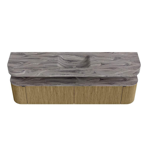 MONDIAZ THOR-DLUX Meuble de salle de bains - 200cm - arrondi gauche + droite - couleur Dusk - 2 tiroirs - 2 portes - Vasque suspendue CLOUD Milieu 1 trou de robinet couleur Sombra SW1467264