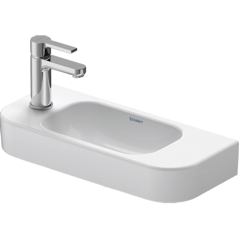 Duravit Happy D.2 Fontein - met overloop - met kraangat links - 50x22cm - met wondergliss - wit SW54281