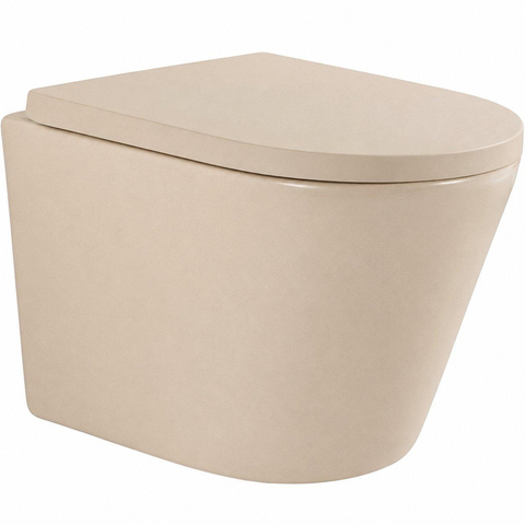 QeramiQ Dely Ensemble WC - Geberit UP720 réservoir encastré - plaque de commande blanche - abattant WC softclose 35 mm - beige mat SW1426547