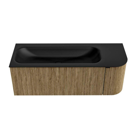 Mondiaz KURVE Ensemble meuble de salle de bains - 125x46x40cm - 1 tiroir - 1 porte - lavabo solid surface - gauche - sans trou de robinet - Dusk SW1415115