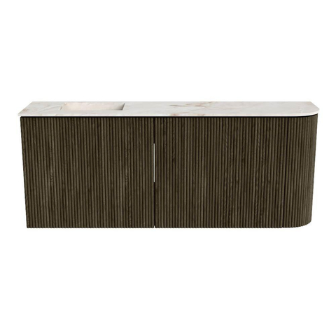 Mondiaz JOYA-DLUX 101.6cm toiletmeubel - ronding rechts kleur Shadow - Wastafel FAYE positie Links Zonder kraangat kleur Frappe. SW1422710