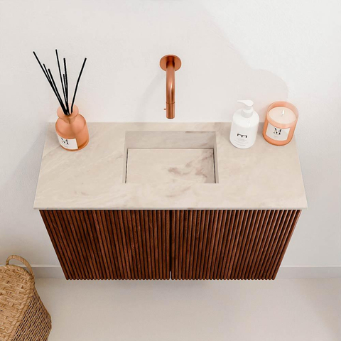 Mondiaz JOYA-DLUX 60cm meuble de toilette - couleur Ruby - Vasque FAYE position Milieu Sans trou de robinet couleur Frappe. SW1423462